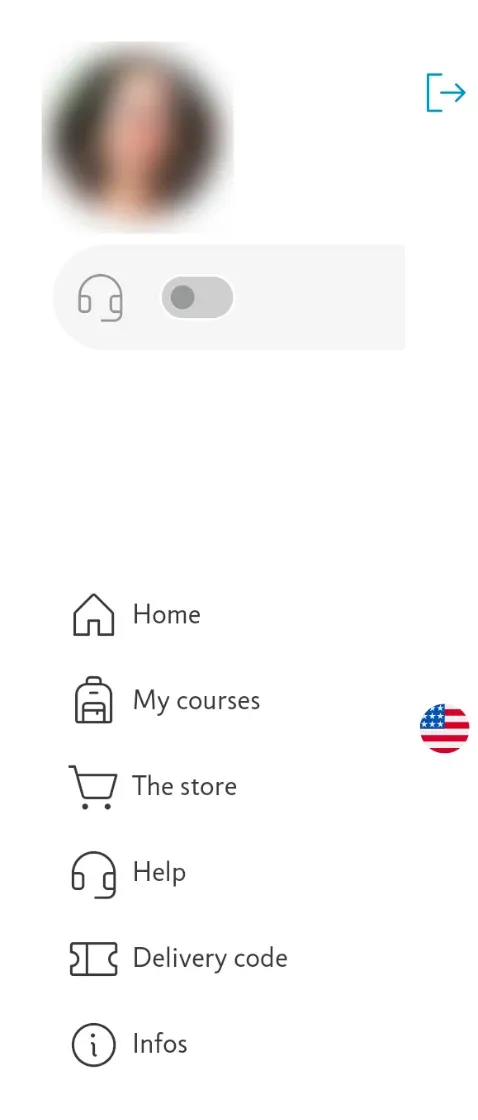 The app menu, with the profile photo at the top