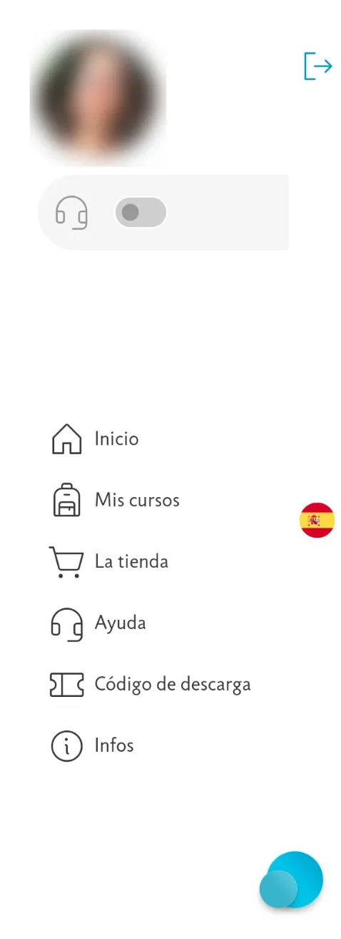 El menú de la aplicación, con la foto de perfil arriba