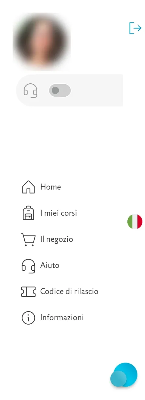 Il menu dell'applicazione, con la foto del profilo in alto