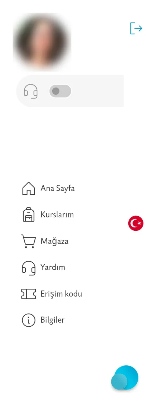 Uygulamanın menüsü, üstte profil fotoğrafı