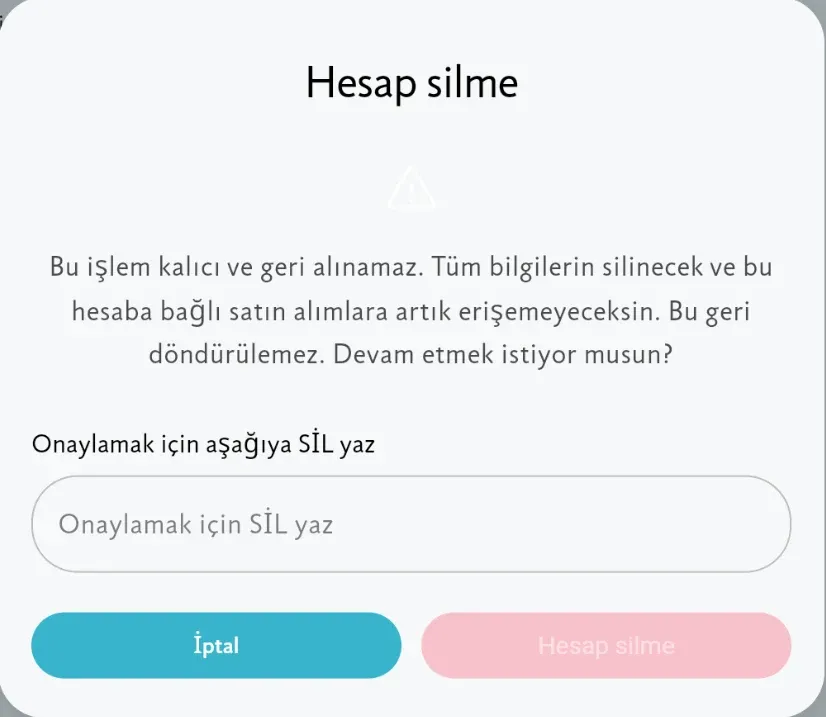 SİL sözcüğünün yazılmasını isteyen onay penceresi